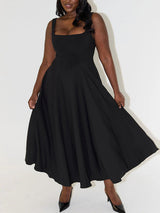 Fitted square neck midi dress - View 10 | Lwiis