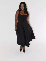Fitted square neck midi dress - View 13 | Lwiis