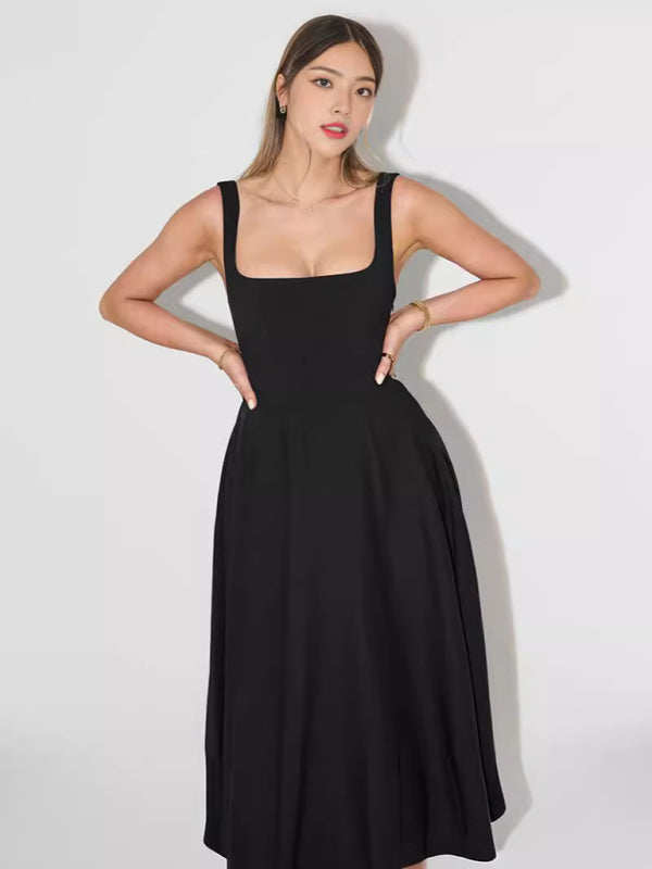 Fitted square neck midi dress - View 18 | Lwiis