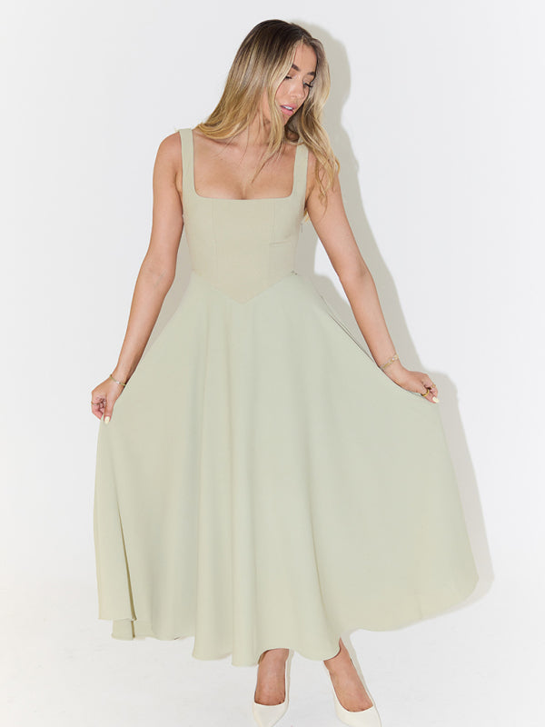 Fitted square neck midi dress - View 19 | Lwiis