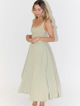 Fitted square neck midi dress - View 15 | Lwiis