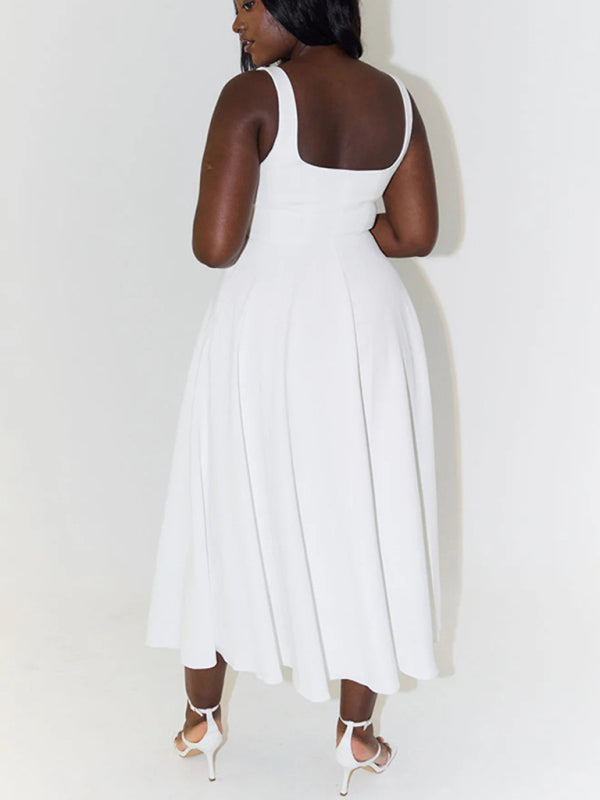 Fitted square neck midi dress - View 6 | Lwiis