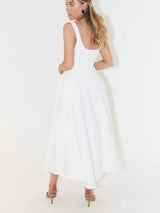 Fitted square neck midi dress - View 8 | Lwiis