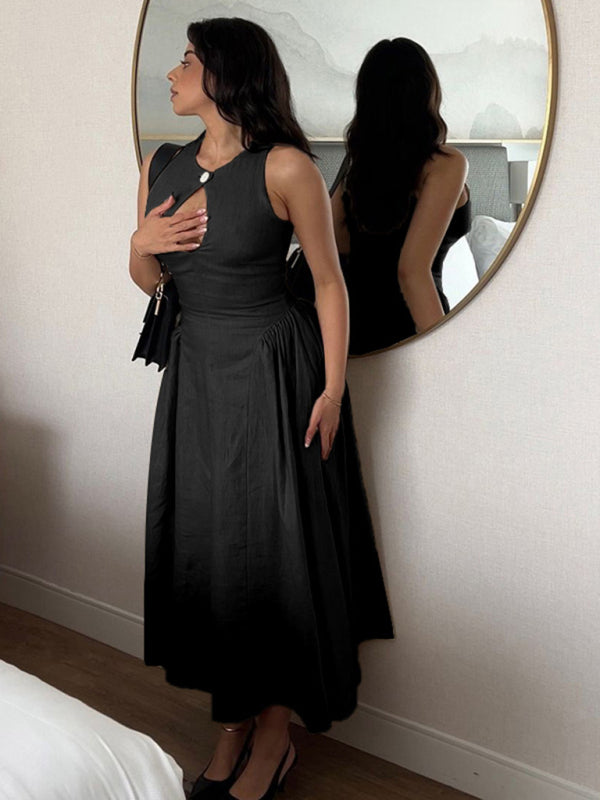 A-line midi dress with keyhole neckline - View 7 | Lwiis