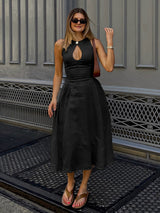 A-line midi dress with keyhole neckline - View 9 | Lwiis