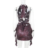 Halter neck ruched knit mini dress - View 13 | Lwiis
