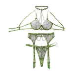 Bows Picot Cut Out Mesh Sexy Lingerie Set
