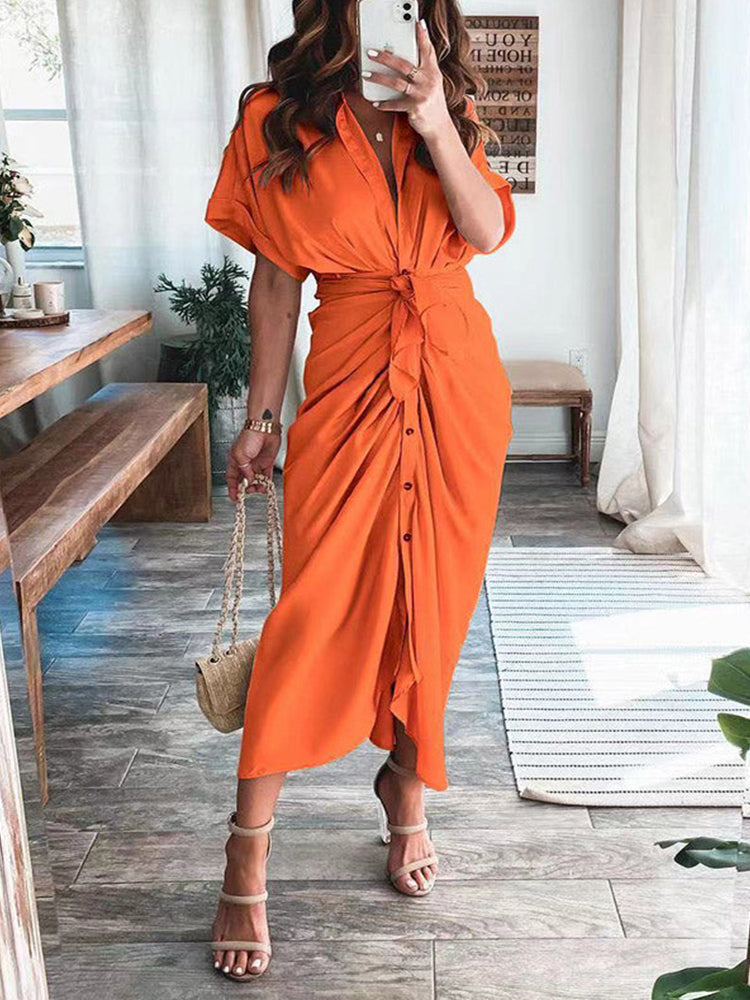 Satin button-down shirt dress - View 11 | Lwiis