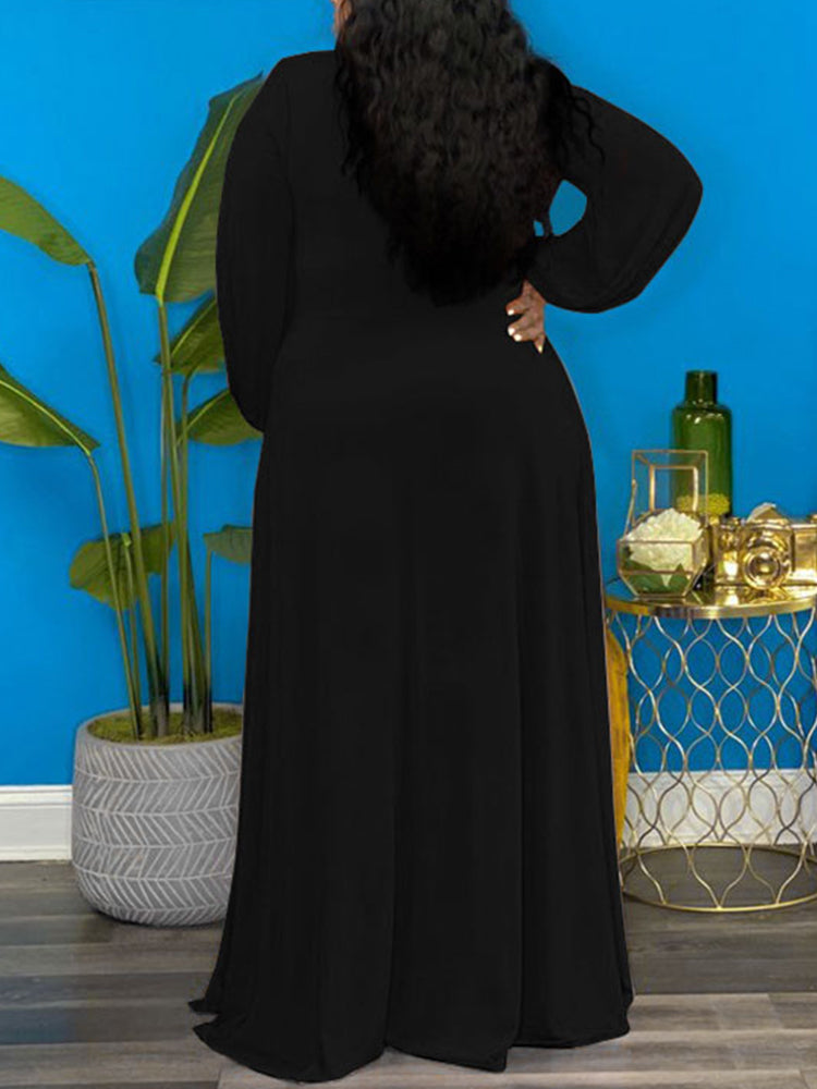 Maxi dress with V-neck and side slit - View 8 | Lwiis