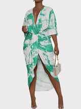 Asymmetrical Tie-Dye Midi Dress - View 8 | Lwiis