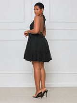 Halter neck mini dress with tiered skirt - View 11 | Lwiis