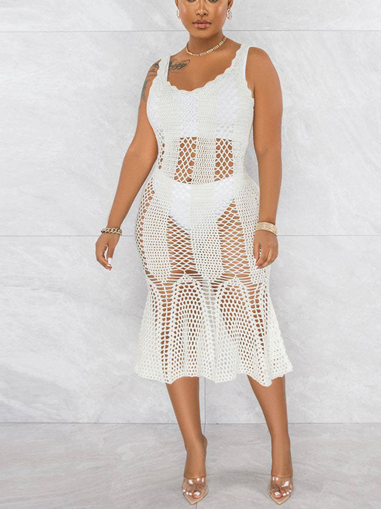 Crochet knit beach cover-up dress - View 11 | Lwiis