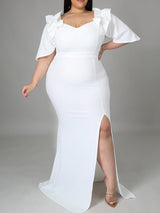 Elegant mermaid party dress with ruffle off-shoulder neckline - View 18 | Lwiis