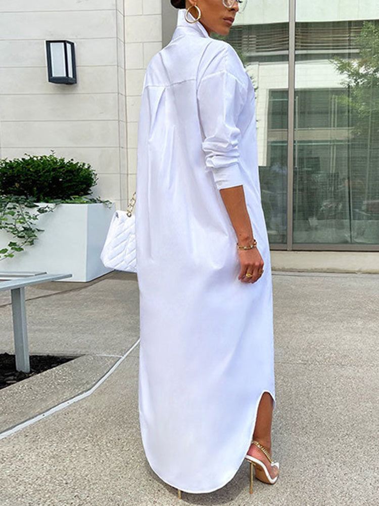 Maxi Button Shirt Dress - View 6 | Lwiis