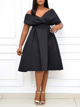 Elegant A-line V-neck party dress - View 8 | Lwiis