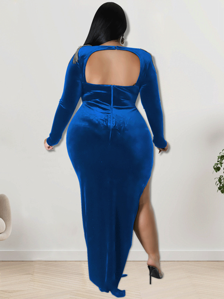 Velvet Mermaid Midi Dress - View 7 | Lwiis