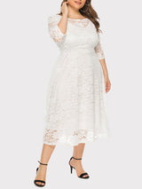 Lace A-Line Midi Dress - View 6 | Lwiis