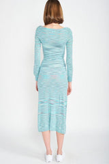 Striped Scoop Neck Midi Dress - View 6 | Lwiis