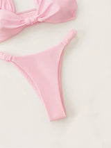 Twisted front bikini set with high cut bottom - View 6 | Lwiis