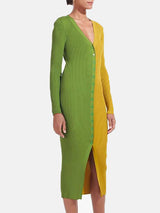 Color block sweater dress with button front - View 10 | Lwiis