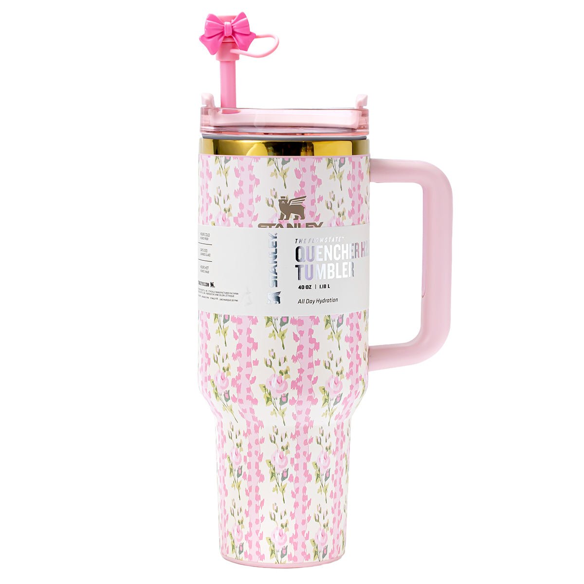 Stanley x LoveShackFancy Quencher H2.0 FlowState Tumbler, 40 oz, pink floral print