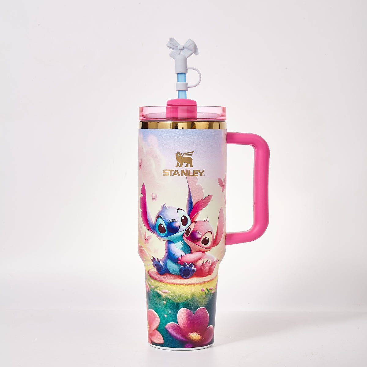Stanley Stitch and Angel travel tumbler with straw and lid