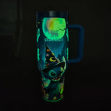 Stanley Stitch Halloween tumbler glowing in the dark