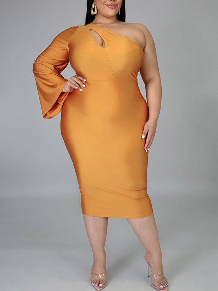 One Shoulder A-Line Midi Dress - View 17 | Lwiis