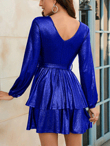 V-neck mini dress with tie waist - View 11 | Lwiis