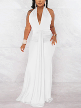 Halter neck ruched maxi dress - View 11 | Lwiis