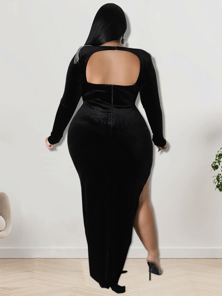 Velvet Mermaid Midi Dress - View 16 | Lwiis