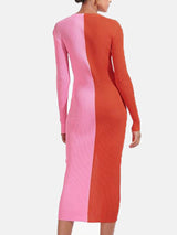 Color block sweater dress with button front - View 8 | Lwiis