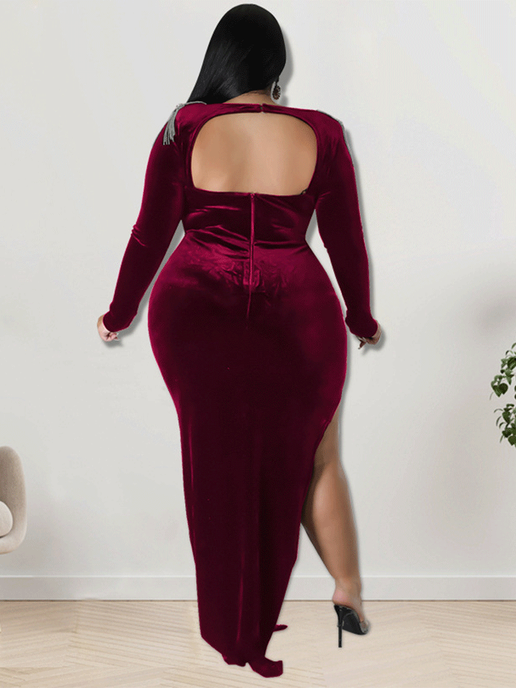 Velvet Mermaid Midi Dress - View 13 | Lwiis