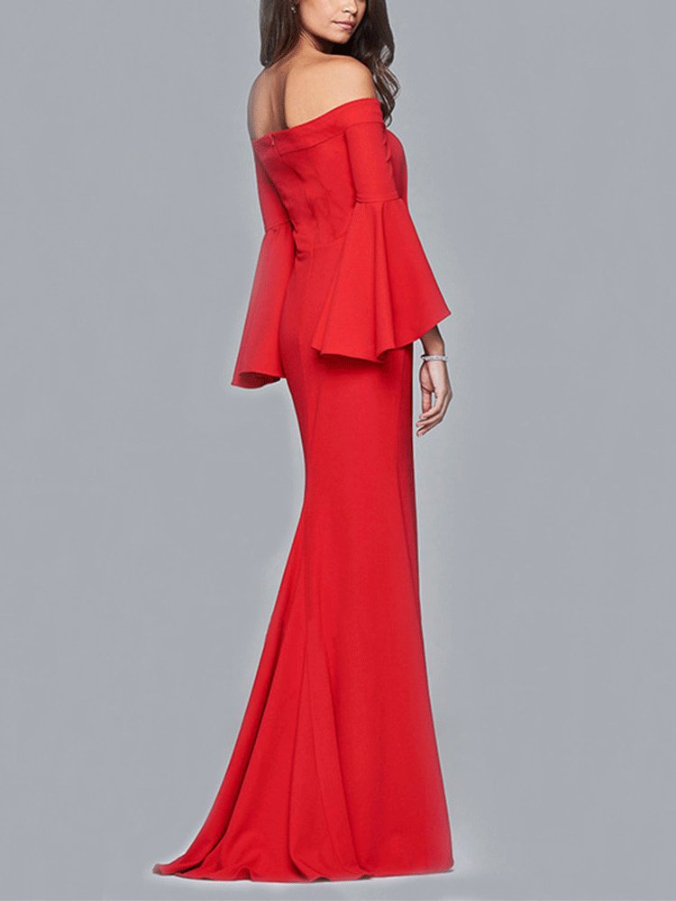 Off Shoulder High Split Maxi Dress - View 6 | Lwiis
