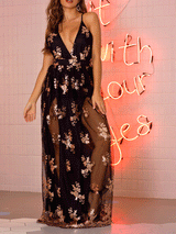 Floral embroidery maxi dress - View 8 | Lwiis