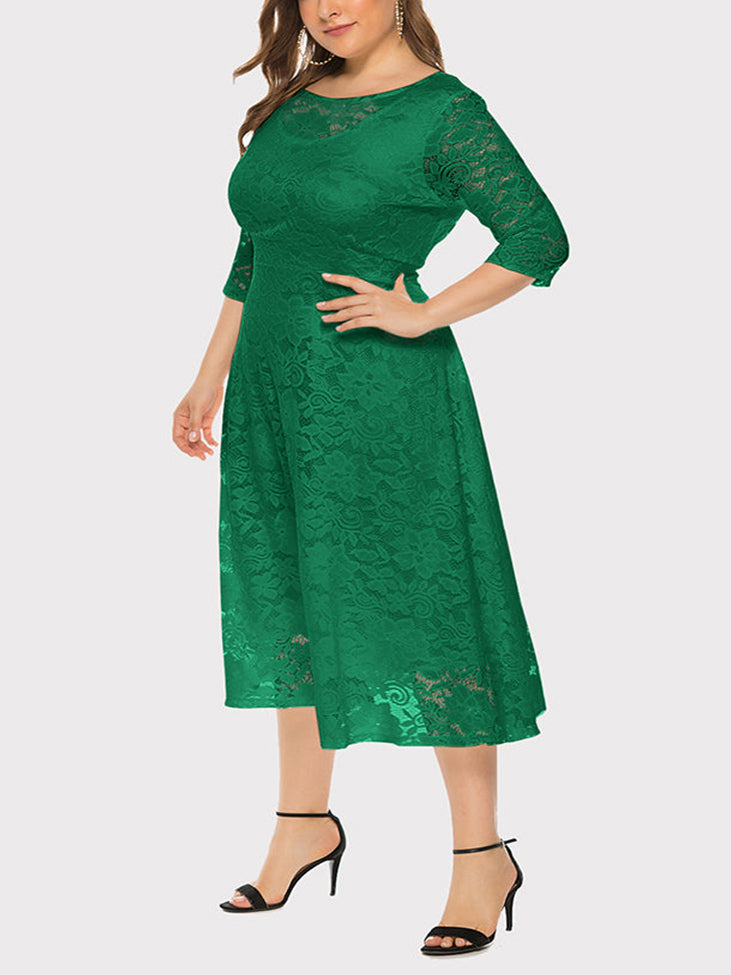 Lace A-Line Midi Dress - View 27 | Lwiis