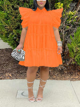 Puff sleeve collared mini dress - View 13 | Lwiis
