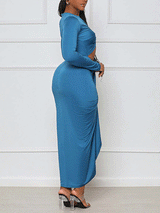 Long sleeve maxi dress with cutout detail - View 7 | Lwiis