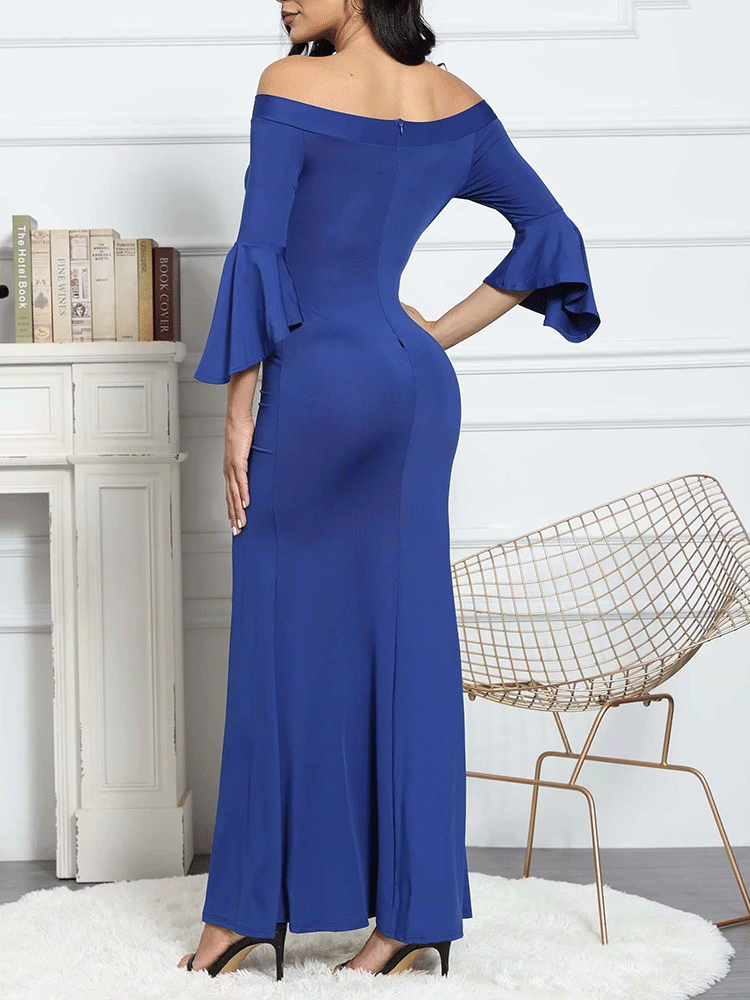 Off Shoulder High Split Maxi Dress - View 9 | Lwiis