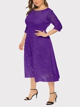 Lace A-Line Midi Dress - View 30 | Lwiis