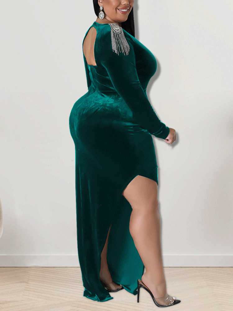 Velvet Mermaid Midi Dress - View 9 | Lwiis