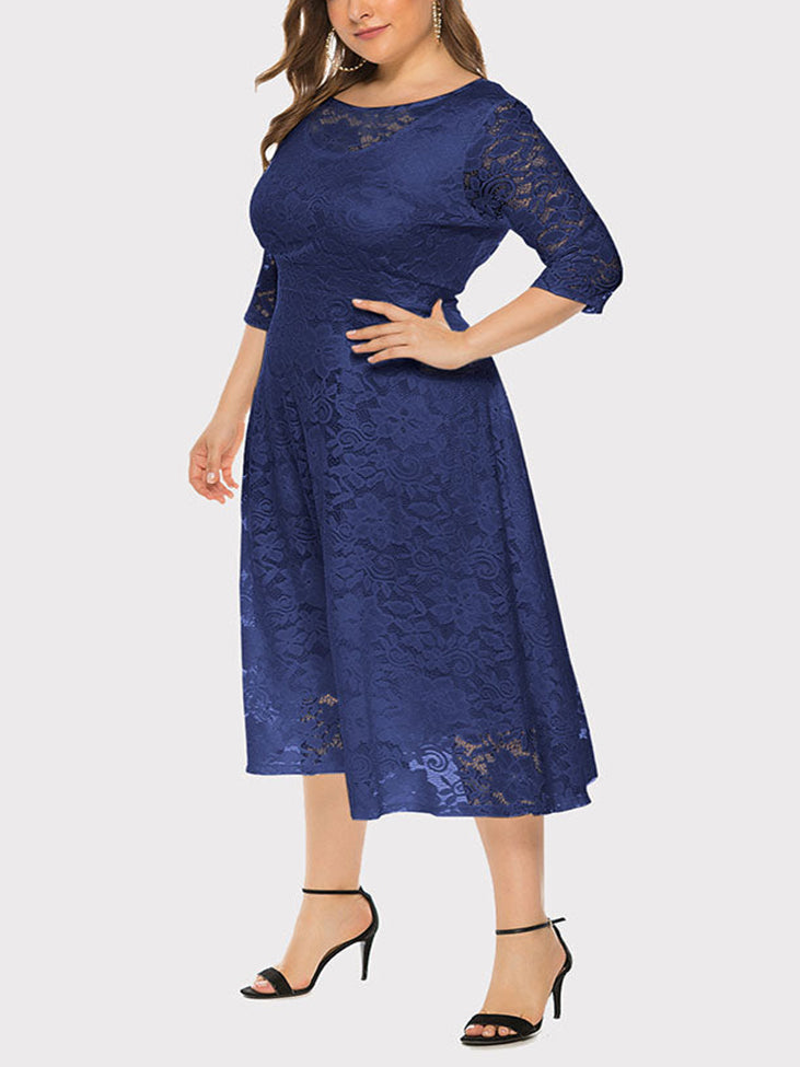 Lace A-Line Midi Dress - View 23 | Lwiis