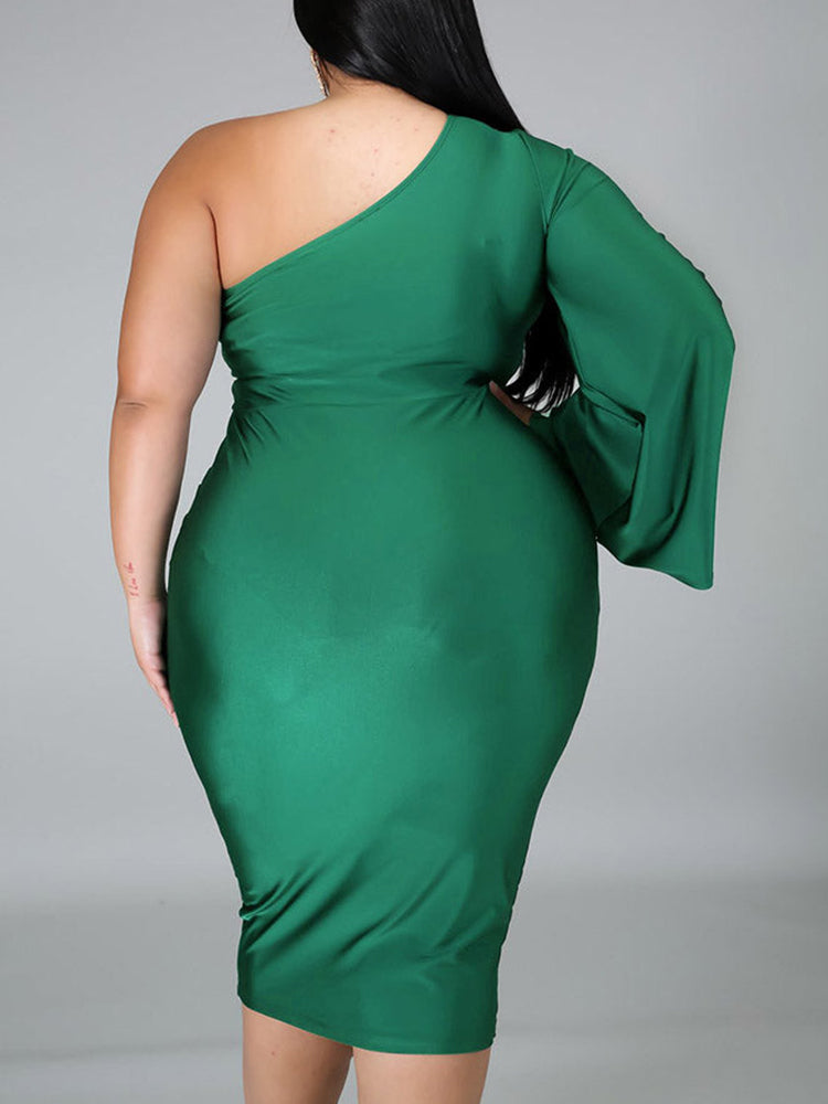 One Shoulder A-Line Midi Dress - View 11 | Lwiis