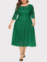 Lace A-Line Midi Dress - View 25 | Lwiis